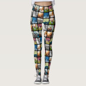 10 Rundered Foto Grid Template Square Schwarzer Ra Leggings (Vorderseite)