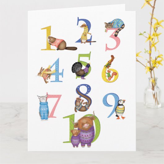 10 Schottische Tiere leere Karte (Gelbe Blume)