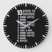 10 Schritte zum Erfolg - Kaffee, Arbeit, wieder lu Große Wanduhr (Vorderseite)