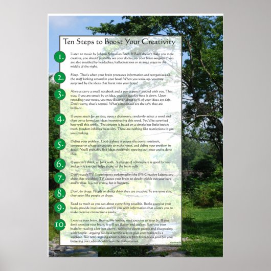 10 Schritte zur Förderung Ihrer Kreativität Poster (Vorne)