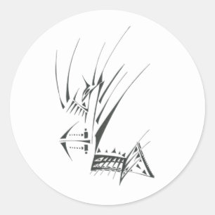 10 Schwarz-Weiß-Abstrakt-Tribal-Tattoo-Kunst Runder Aufkleber