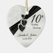 10. Schwarzer Onyx und weißer Hochzeitstag Keramik Ornament (Rechts)
