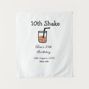 10. Shake 10. Geburtstag Milchshake Kritzelei Wandteppich