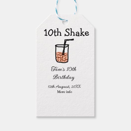 10. Shake 10. Geburtstag Milchshake-Schreiber Geschenkanhänger (Vorderseite)