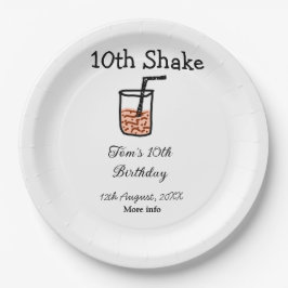 10. Shake 10. Geburtstag Milchshake-Schreiber Pappteller