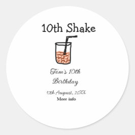 10. Shake 10. Geburtstag Milchshake-Schreiber Runder Aufkleber