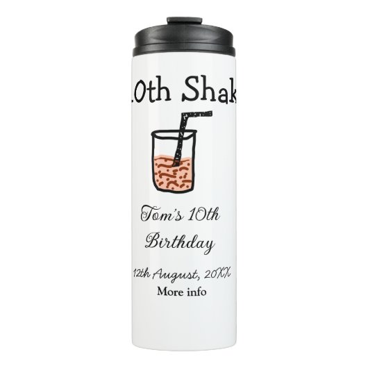 10. Shake 10. Geburtstag Milchshake-Schreiber Thermosbecher (Vorderseite)