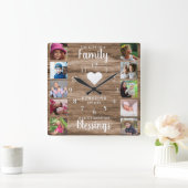 10 Square Foto Collage Familienangebot Rustikales Quadratische Wanduhr (Zuhause)