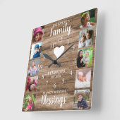 10 Square Foto Collage Familienangebot Rustikales Quadratische Wanduhr (Winkel)