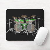 10 Stück Drum-Kit: Grüner Gradient: Drums Mousepad (Mit Mouse)