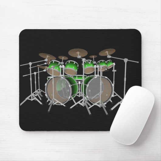 10 Stück Drum-Kit: Grüner Gradient: Drums Mousepad (Mit Mouse)