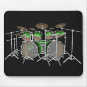 10 Stück Drum-Kit: Grüner Gradient: Drums Mousepad (Vorne)