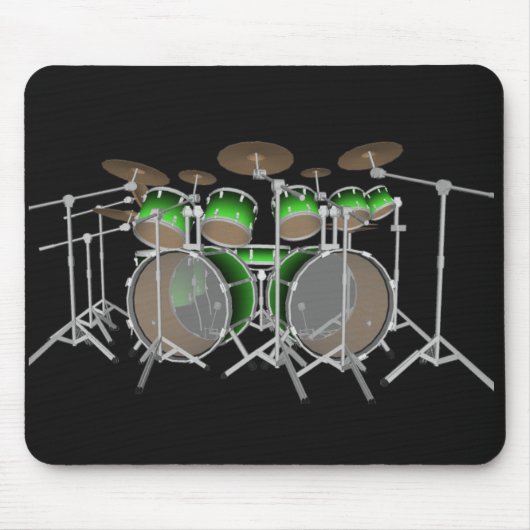 10 Stück Drum-Kit: Grüner Gradient: Drums Mousepad (Vorne)