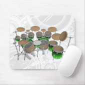 10 Stück Drum-Kit: Grüner Gradient: Drums Mousepad (Mit Mouse)