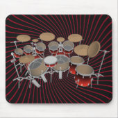 10 Stück Drum Kit: Rote Spiralgrafiken: Mousepad (Vorne)