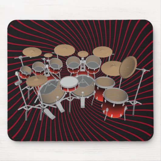 10 Stück Drum Kit: Rote Spiralgrafiken: Mousepad (Vorne)