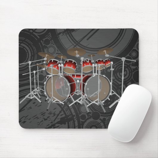 10 Stück Drum Kit: Rote Strahlung: Trommeln Mousepad (Mit Mouse)