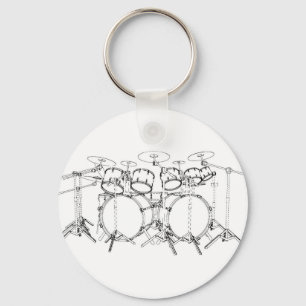 10 Stück Drum Kit: Schwarz-Weiß-Zeichn: Schlüsselanhänger