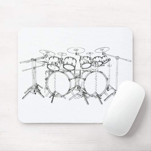 10 Stück Drum Kit: Schwarzweiß Zeichnend: Mousepad (Mit Mouse)