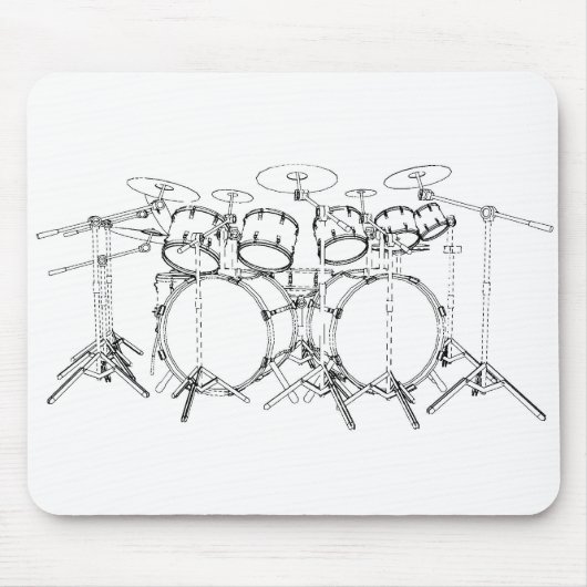10 Stück Drum Kit: Schwarzweiß Zeichnend: Mousepad (Vorne)