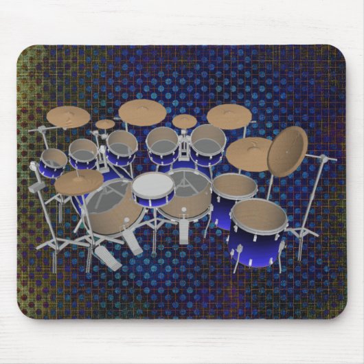 10 Stück Trommel Set: Blauer Farbstoff: Trommeln Mousepad (Vorne)