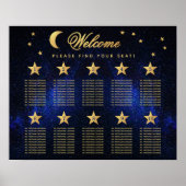 10 Tabelle Celestial Wedding Blue Gold Seating Cha Poster (Vorne)