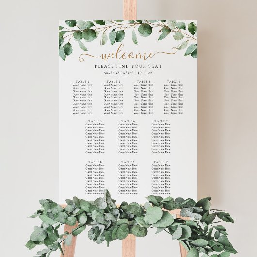 10 Tabelle Eukalyptus Greenery Hochzeitskarte Poster