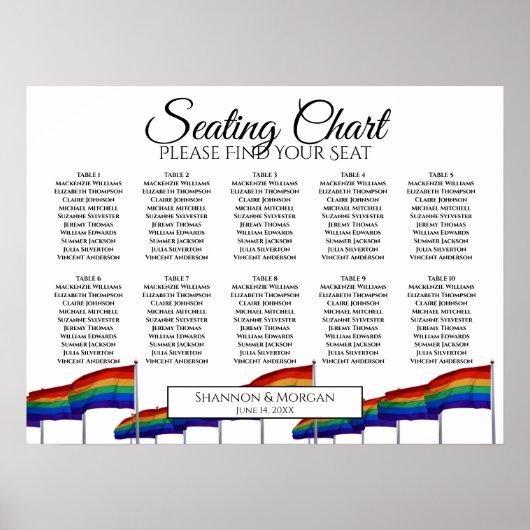 10 Tabelle Gay Pride Hochzeitsrabatt Poster (Vorne)