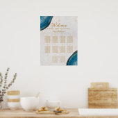 10 Tabelle Hochzeitssitzkarte Blaue Gräser Marmor Poster (Küche)