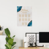 10 Tabelle Hochzeitssitzkarte Blaue Gräser Marmor Poster (Heimbüro)