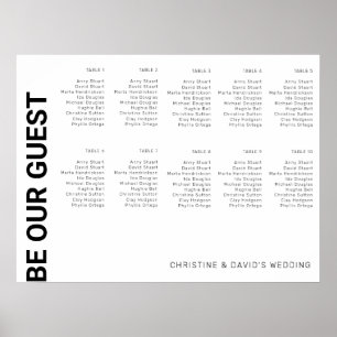 10 Tabellen Einfache weiße Hochzeitssitzkarte Poster