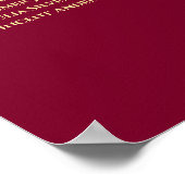 10 Table Gold Frills on Burgundy Elegant Wedding Poster (Ecke)