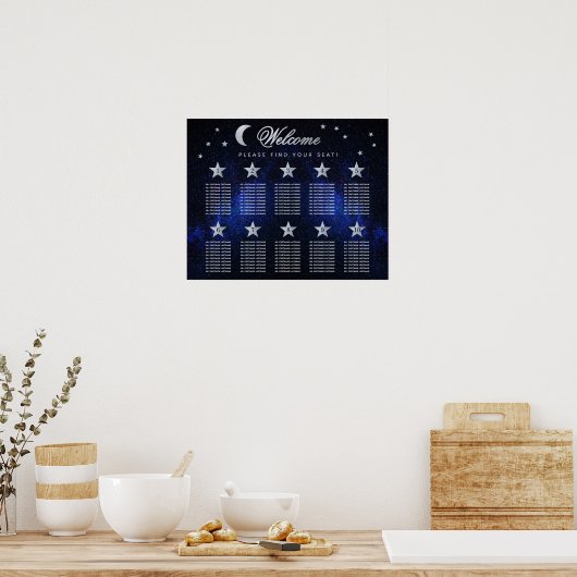 10 Table Stars Sky Celestial Wedding Seating Chart Poster (Küche)