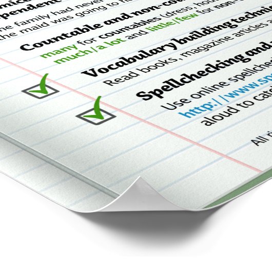 10 Tipps zur Verbesserung Ihrer Grammatik Poster (Ecke)