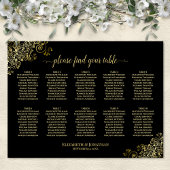 10 Tisch Hochzeitskarte Schwarz & Gold Frills Poster