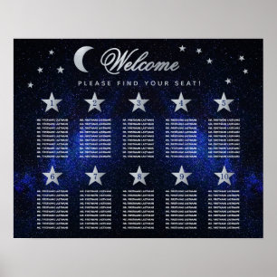 10 Tisch Sterne Himmel Himmels Hochzeit Sitzplan Poster
