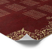 10 Tische Burgund und Gold Hochzeitskarte Poster (Ecke)