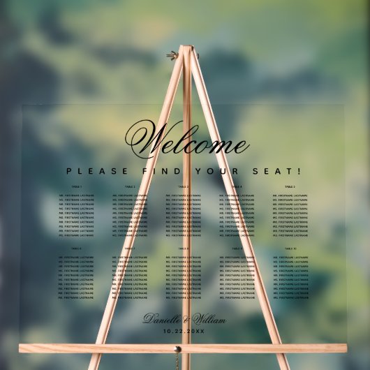 10 Tische Einfache Minimalistische Hochzeitssitzka Acrylschild (Neutral)