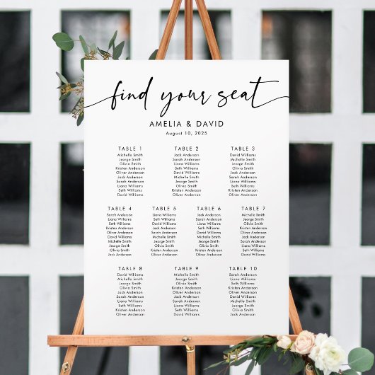 10 Tische finden Ihre Sitzkarte Poster
