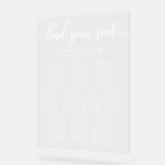 10 Tische für Hochzeiten Acrylschild (Winkel)