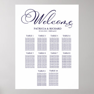 10 Tische für Hochzeitssitzkarten Einfache Tafel Poster