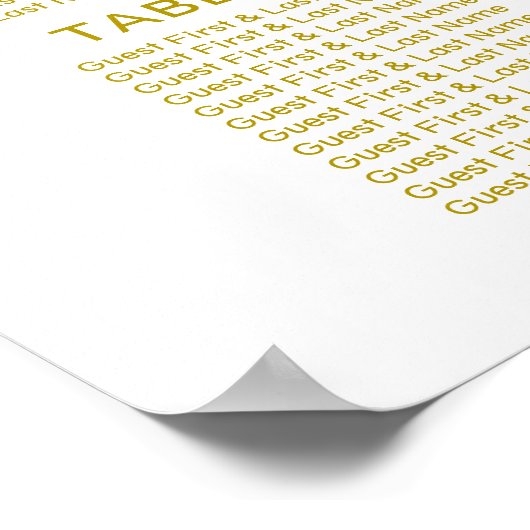 10 Tische Hochzeitskarte Gold Calligraphie Poster (Ecke)