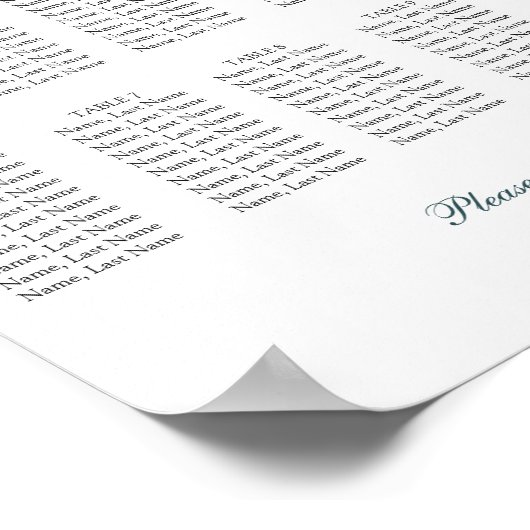 10 Tische Seating Chart Plakatzeichen Poster (Ecke)