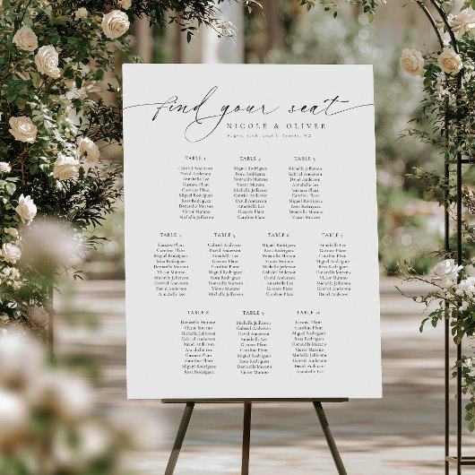10 Tische Willkommens-Sitzplan Moderne Schrift Poster