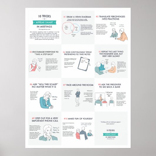 10 Tricks zu erscheinen Smart in Meetings Poster (Vorne)