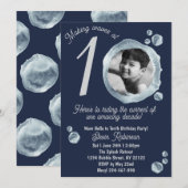 10. Twilight Blue Bubble Geburtstagsfeier Einladung (Vorne/Hinten)