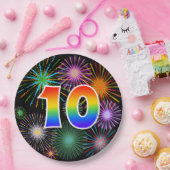 10. Veranstaltung - Spaß, farbig, kühl, Regenbogen Pappteller (Party)