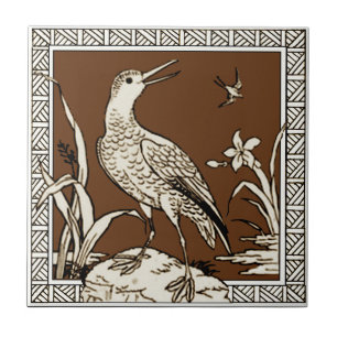 10 von 12 Repro 1880s Minton Mocha Bird Series Fliese