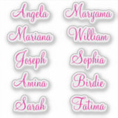 10 Vornamen für Mädchen | Calligraphie Stickers Aufkleber (Vorderseite)