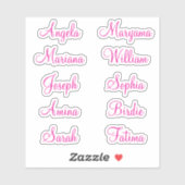 10 Vornamen für Mädchen | Calligraphie Stickers Aufkleber (Blatt)